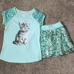 Justice sequin cat set, size 7 8